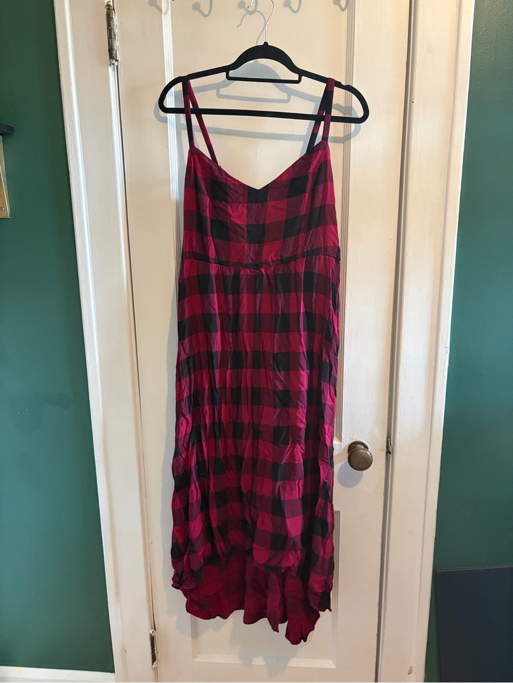 torrid Pink and Black Plaid High-Low Midi Dress